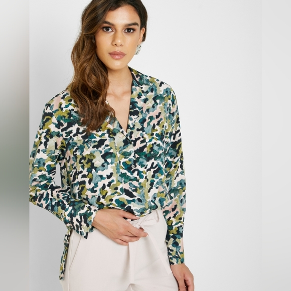 Mango Camo Print Shirt Size Medium - Picture 1 of 3